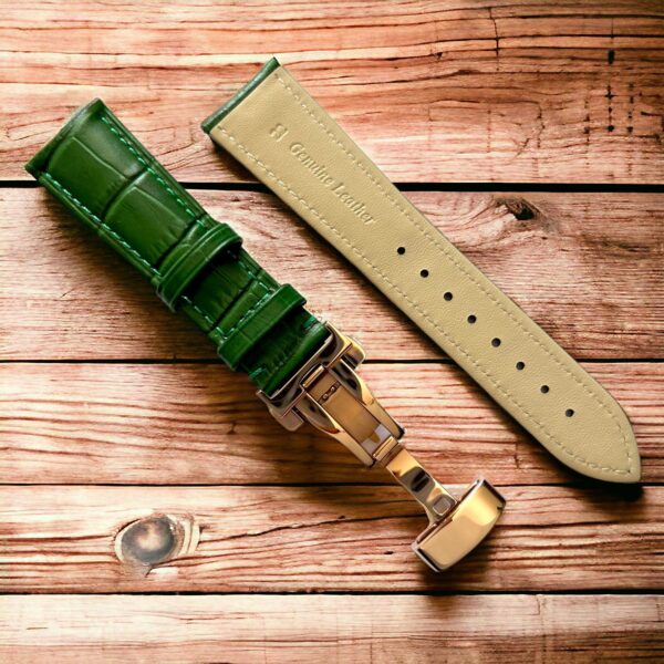 invella 24mm Premium Leather Watch Strap (Green)