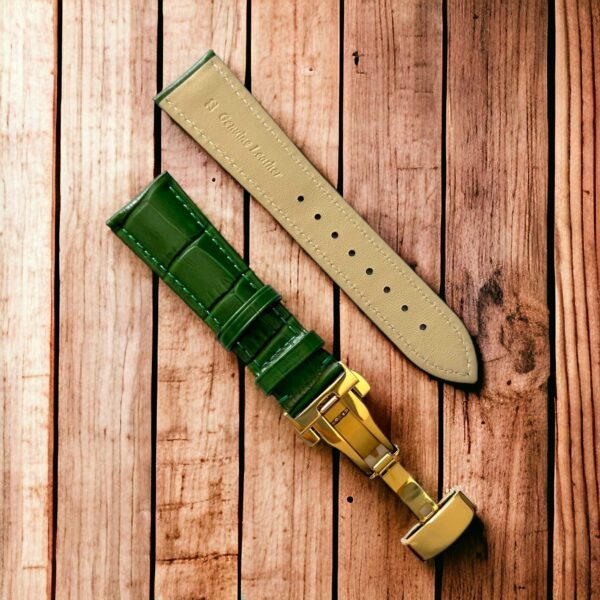 invella 24mm Premium Leather Watch Strap (Green)