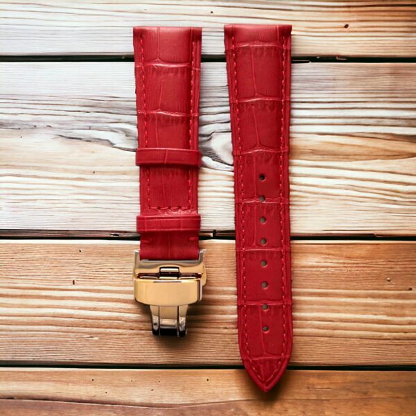 invella 24mm Premium Leather Watch Strap (Red) - Image 4
