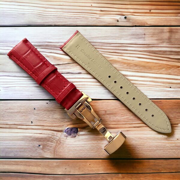 invella 24mm Premium Leather Watch Strap (Red) - Image 3