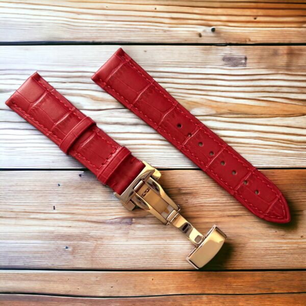 invella 24mm Premium Leather Watch Strap (Red)