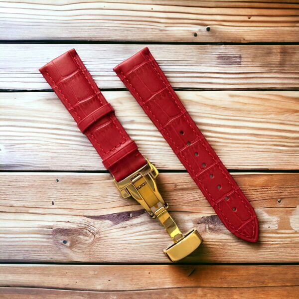 invella 24mm Premium Leather Watch Strap (Red) - Image 2