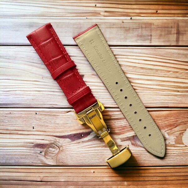 invella 24mm Premium Leather Watch Strap (Red) - Image 4