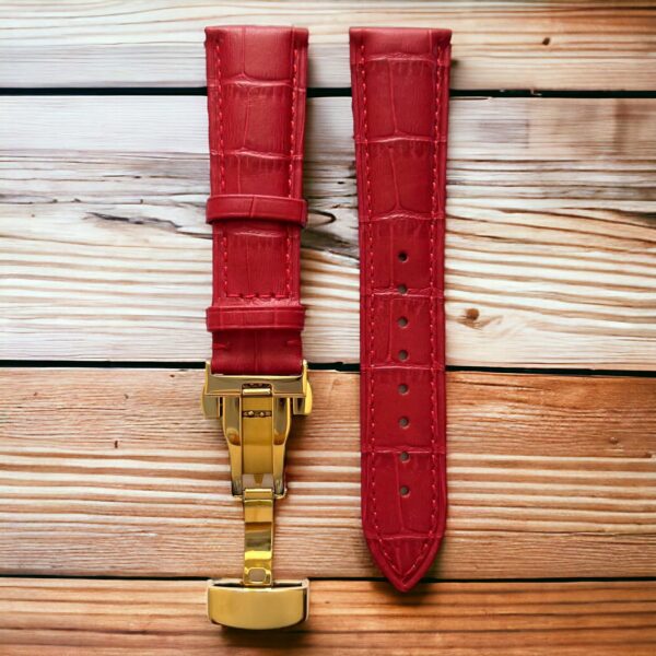 invella 24mm Premium Leather Watch Strap (Red) - Image 3
