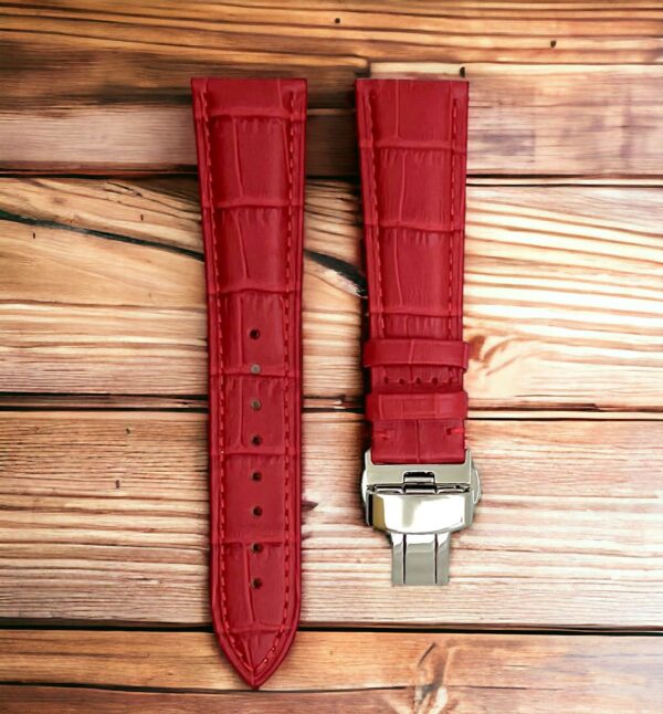 invella 24mm Premium Leather Watch Strap (Red)