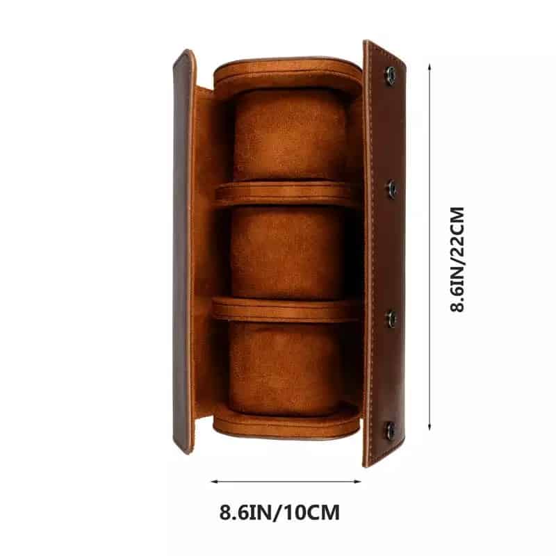 invella Luxury Leather Watch Storage Box Travel- 3 Watch Case - Image 2