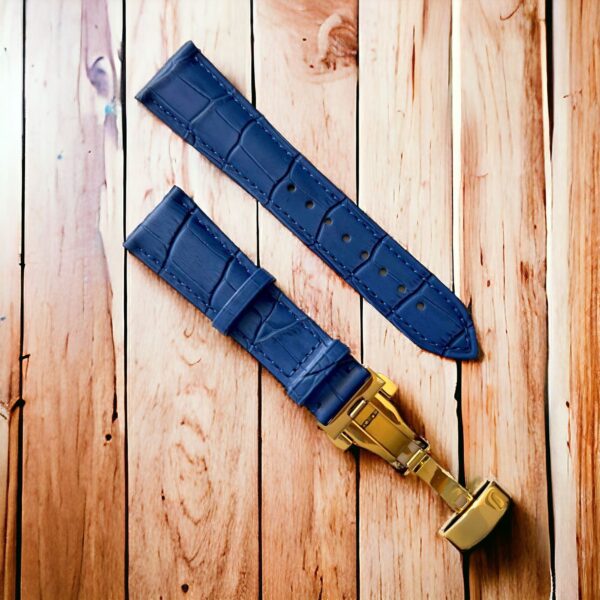 invella 24mm Premium Leather Watch Strap (Blue) - Image 4