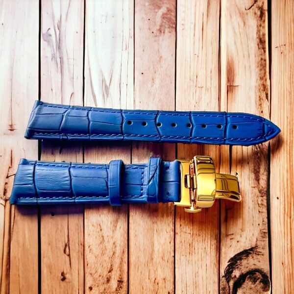 invella 24mm Premium Leather Watch Strap (Blue) - Image 3