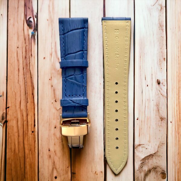 invella 24mm Premium Leather Watch Strap (Blue) - Image 2