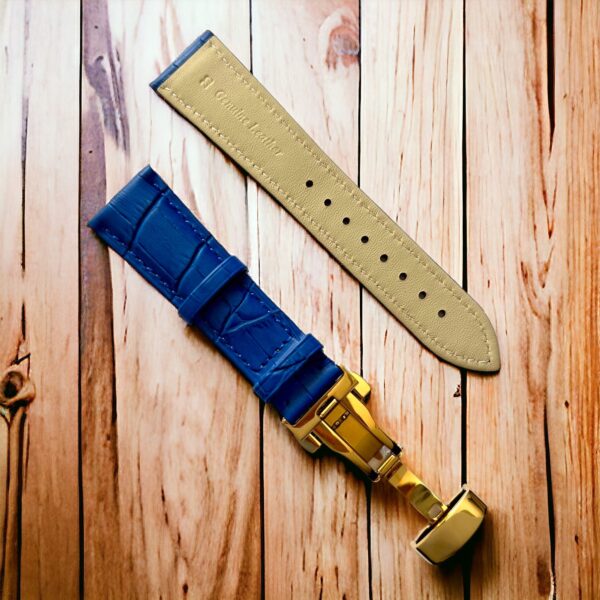 invella 24mm Premium Leather Watch Strap (Blue) - Image 2