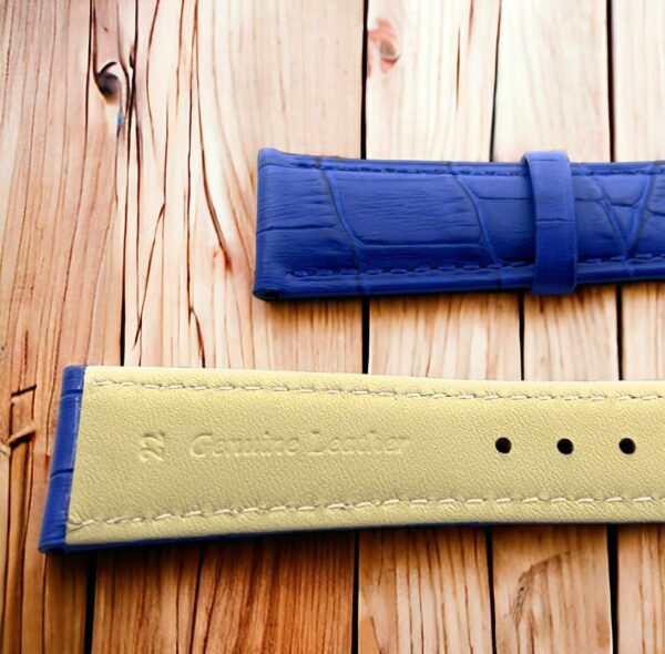 invella 24mm Premium Leather Watch Strap (Blue) - Image 5