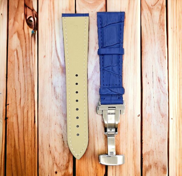 invella 24mm Premium Leather Watch Strap (Blue) - Image 2