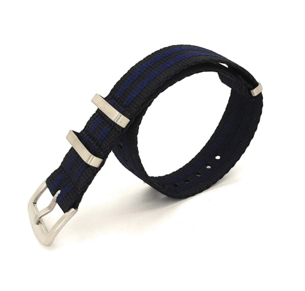 invella 22mm Seatbelt Nylon NATO Watch Strap (Black Blue) - Image 2