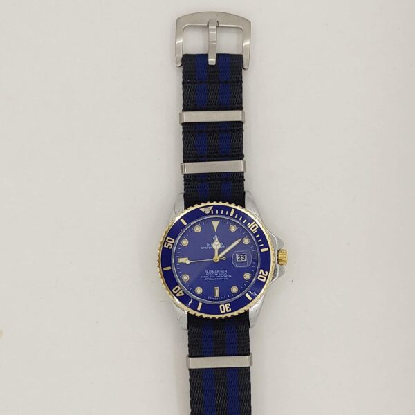 invella 22mm Seatbelt Nylon NATO Watch Strap (Black Blue) - Image 4