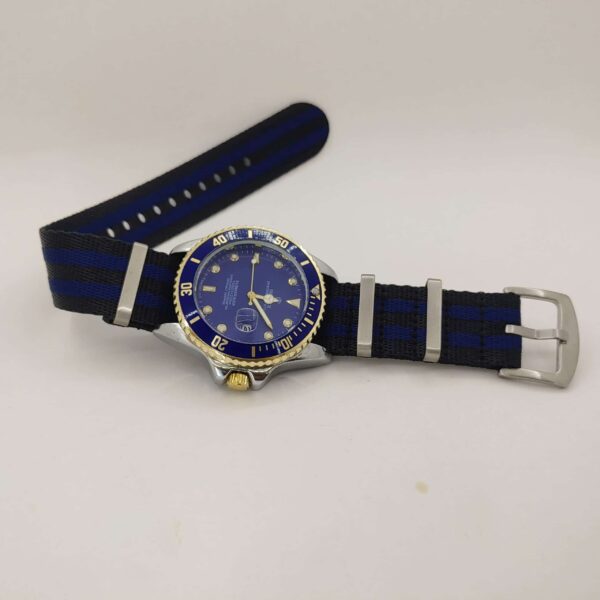 invella 22mm Seatbelt Nylon NATO Watch Strap (Black Blue) - Image 5