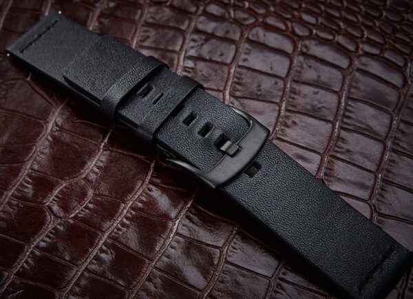 invella 22mm Genuine Leather Strap with Quick Release pins (Black) - Image 7