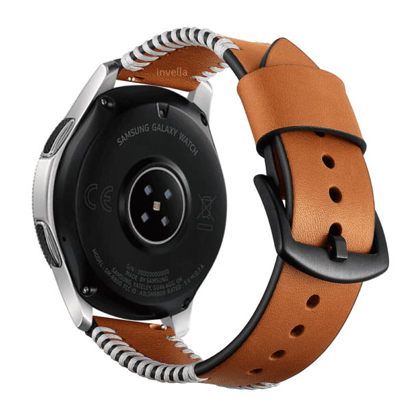 invella 22mm Premium Leather Watch Strap (Brown) - Image 2