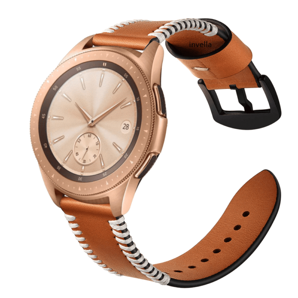 invella 22mm Premium Leather Watch Strap (Brown) - Image 4