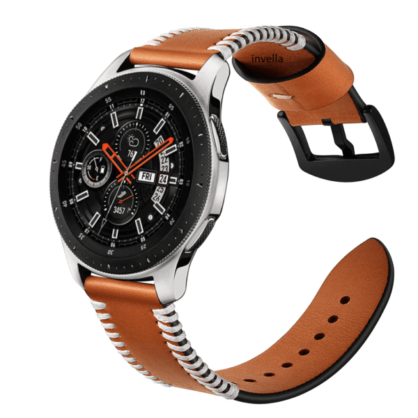 invella 22mm Premium Leather Watch Strap (Brown) - Image 3