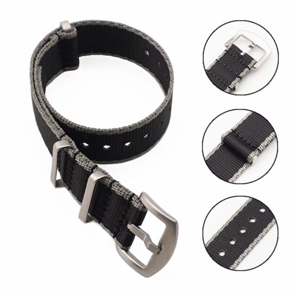 invella 22mm Seatbelt Nylon NATO Watch Strap (Black) - Image 2