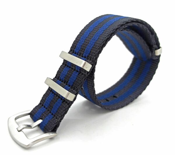 invella 22mm Seatbelt Nylon NATO Watch Strap (Black Blue)
