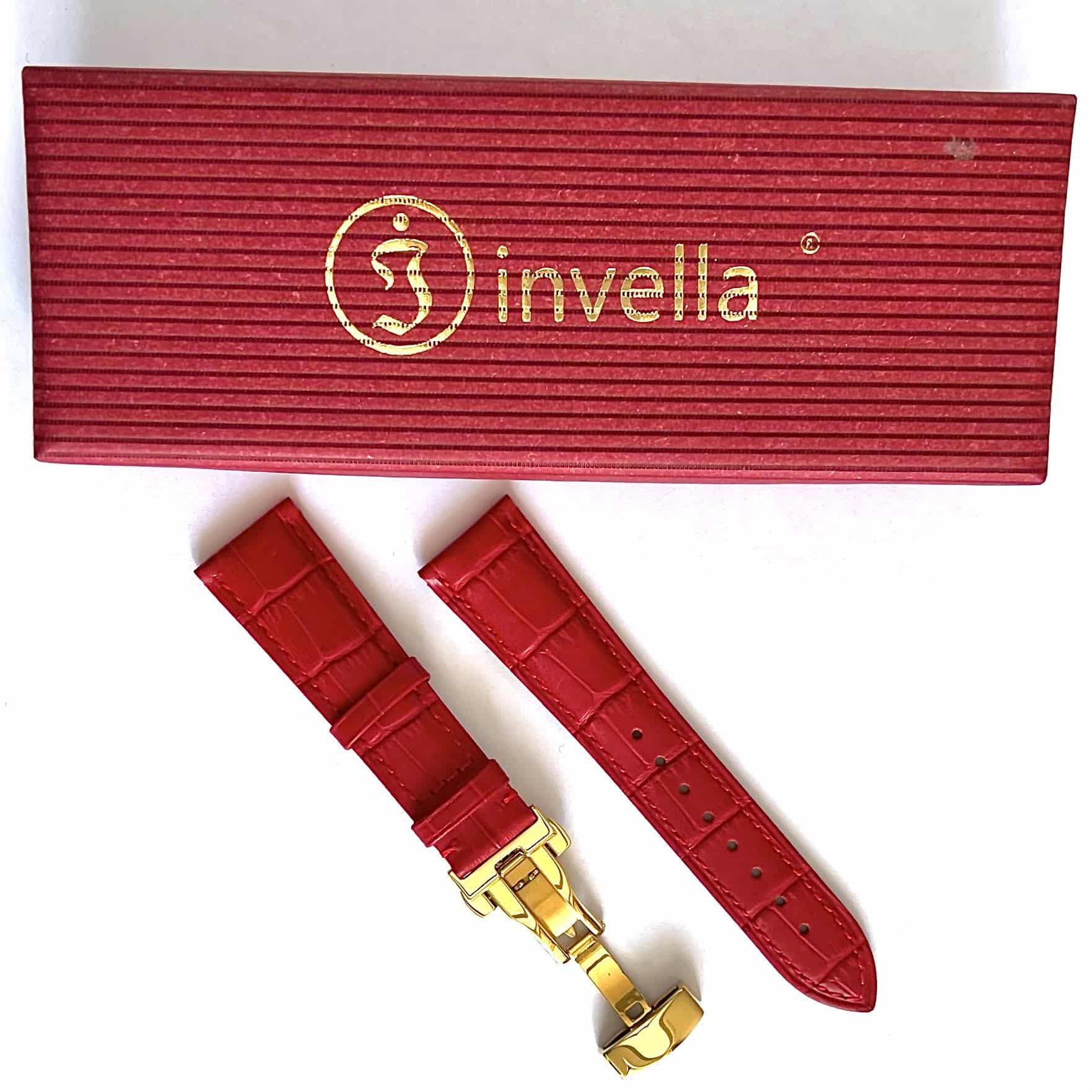 invella 22mm Premium Leather Watch Strap (Red) - Image 2