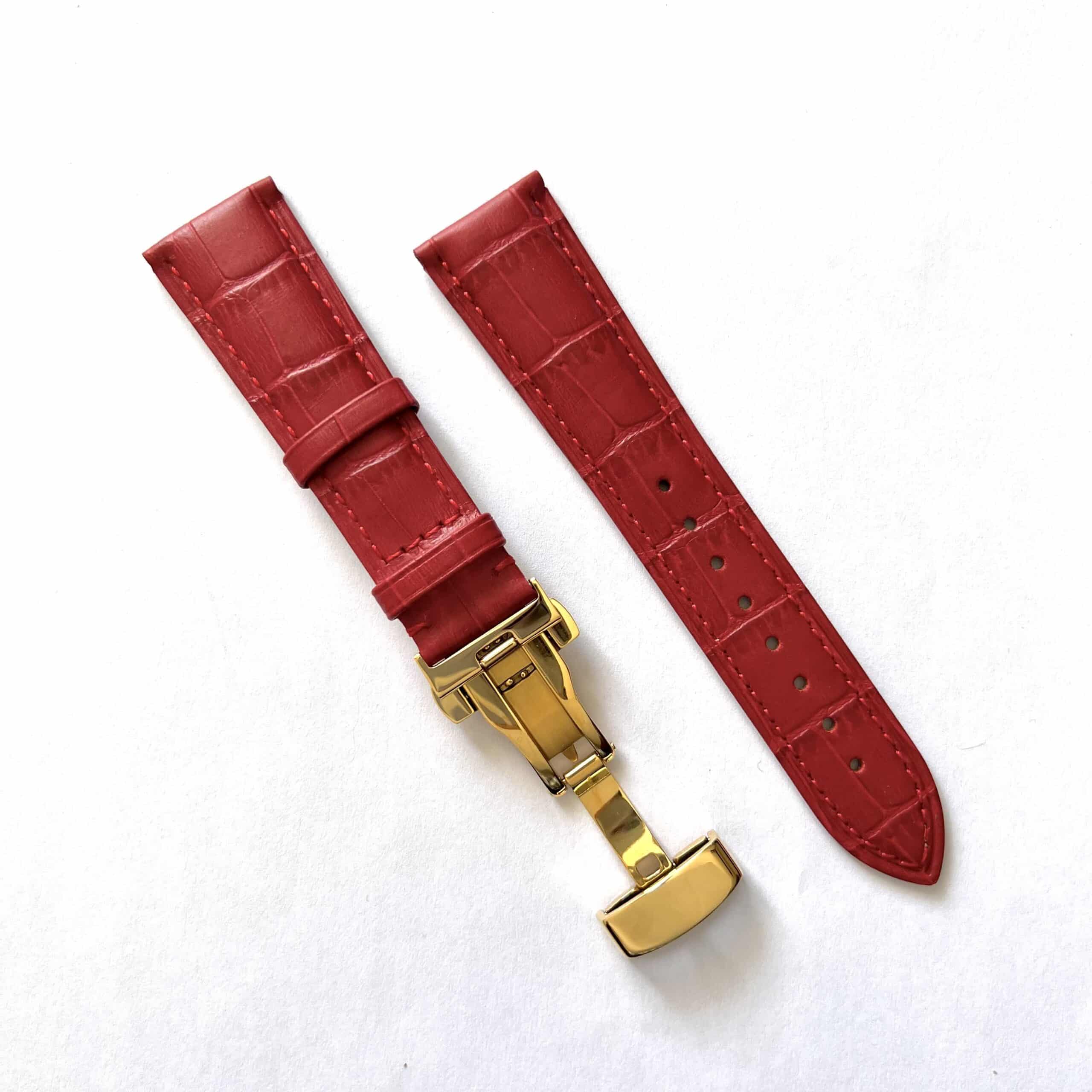 invella 22mm Premium Leather Watch Strap (Red) - Image 3