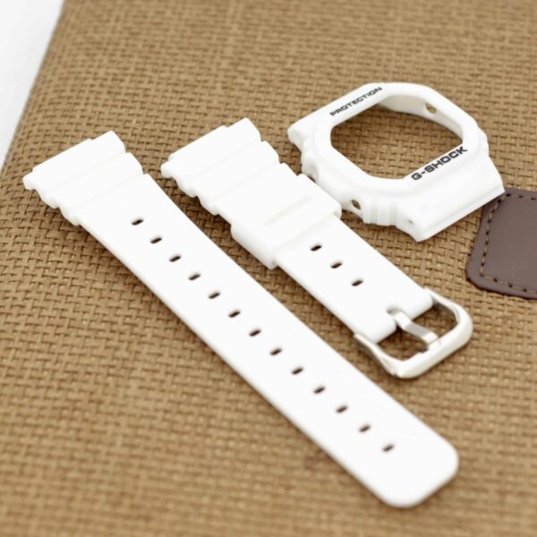Casio G-Shock DW-5600 Watch Strap with Bazel (White) - Image 2